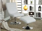 1PerfectChoice Valerie Contemporary Accent Lounge Chair Ottoman Padded Leatherette Chrome Base White