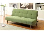 1PerfectChoice Dewey Contemporary Style Sofa Bed Futon Sleeper Green Flax Fabric Side Pockets