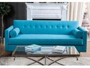 1PerfectChoice Madelyn Modern Large Seating Sofa Button Tufted Back Rolled Pillow Blue Fabric