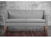 1PerfectChoice Mallory Modern Mid Century Button Tufted Sofa Back Flared Arm Tapered Leg Fabric Gray