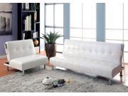1PerfectChoice Bulle 2pc Adjustable Sofa Bed Futon Chair Sleeper White Leatherette Side Pockets
