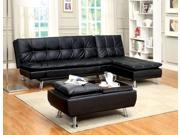 1PerfectChoice Hauser Convertible Sofa Bed Futon Sleeper Black Leatherette Foldable Side Arms