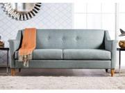 1PerfectChoice Mallory Modern Mid Century Button Tufted Sofa Back Flared Arm Tapered Leg Fabric Blue Ash