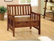 1PerfectChoice Pine Crest Mission Style Solid Wood Bench With 3 Storage Drawers Under Seat in Oak