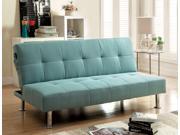 1PerfectChoice Dewey Contemporary Style Sofa Bed Futon Sleeper Blue Flax Fabric Side Pockets