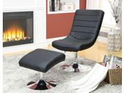 1PerfectChoice Valerie Contemporary Accent Lounge Chair Ottoman Padded Leatherette Chrome Base Black