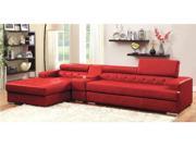 1PerfectChoice Floria L Shaped Sectional Sofa Bonded Leather Gas Lift Headrest Storage Console Red