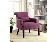 1PerfectChoice Agalva Contemporary Accent Chair Flared Scroll Back Padded Fabric Nailhead Trim Purple