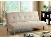 1PerfectChoice Dewey Contemporary Style Sofa Bed Futon Sleeper Ivory Flax Fabric Side Pockets