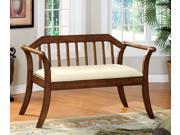 1PerfectChoice Derby Collection Modern Accent Bench Dark Oak With Ivory Padded Upholstrey Seat