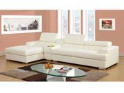 1PerfectChoice Floria L Shaped Sectional Sofa Bonded Leather Gas Lift Headrest Storage Console White