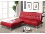 1PerfectChoice Bulle 2pc Adjustable Sofa Bed Futon Chair Sleeper Red Leatherette Side Pockets
