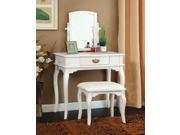 1PerfectChoice Madera Makeup Bedroom Vanity Set Table With Drawer Stool Bench Mirror White