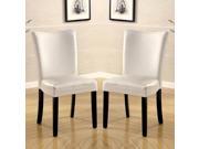 1PerfectChoice Belliz Contemporary Dining Side Chairs Leatherette PU White Set of 2 Wood Legs