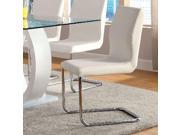 1PerfectChoice Lodia Modern Set of 2 Dining Side Chairs White Padded Leatherette Chrome Legs