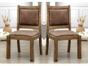 1PerfectChoice Gianna Set of 2 Industrial Dining Side Chairs Rustic Pine Wood Nailhead Trim