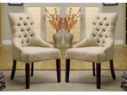 1PerfectChoice Sala Contemporary Accent Chair Seat Flax Ivory Tufted Back Solid Wood Espresso