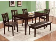 1PerfectChoice 6 PC Dining Set Northvale Contemporary Padded Leatherette Seat Bench Table Chair