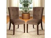 1PerfectChoice Havana Set of 2 Dining Side Chairs Upholstered Velvet Button Tufted Dark Brown
