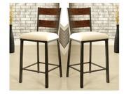 1PerfectChoice Jazlyn Industrial Set of 2 Counter Ht. Chairs Padded Fabric Seat Weathered Oak
