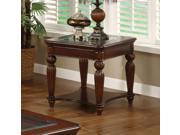 1PerfectChoice Windsor Occasional End Side Table Elegant Reeded Legs Glass Top Wood Dark Cherry