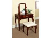 1PerfectChoice Madera Makeup Bedroom Vanity Set Table With Drawer Stool Bench Mirror Cherry
