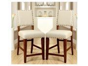 1PerfectChoice Sania 25 H Counter Ht. Chair Stool Nailhead Trim Ivory Padded Linen Like Fabric