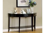 1PerfectChoice Silver Mist Contemporary Mirror Glass Top Console Sofa Table Drawer Dark Walnut