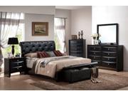 1PerfectChoice Modern Tufted Black Bycast Faux Leather Low Profile Upholstered Queen King Bed