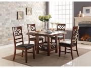 1PerfectChoice Set of 2 Dining Side Chairs Dark Rosy Brown Wood Curved Cutout Back PU Leather