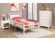 1PerfectChoice Youth Kids Simple Full Bed White Faux Leather Headboard Metal Clean Lines