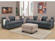 1PerfectChoice Sectional Reversible Chaise Sofa Loveseat Couch Blended Linen Blue Grey Ottoman Pieces Loveseat Sofa Ottoman