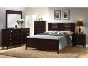 1PerfectChoice Modern Master Bedroom Geometric Lines Cut Out Headboard Bold Wood Dark Espresso Size Cal. King Bed