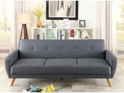 1PerfectChoice Adjustable Sofa Bed Couch Sleeper Futon Tufted Blue Grey Polyfiber Wooden Legs