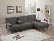 1PerfectChoice Modern Adjustable Sofa Bed Futon Gray Tufted Polyfiber Linen Like Fabric Console