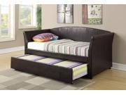 1PerfectChoice Modern Guest Daybed Day Bed Sleepover Twin Size With Trundle Espresso Faux Leather