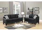 1PerfectChoice Modern 2 PCS Sofa Couch Loveseat Nailhead Trim Arm Pillows Black Fabric Polyfiber