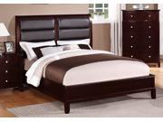 1PerfectChoice Transitional Master Bedroom California King Bed Faux Leather Headboard Medium Cherry