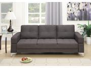 1PerfectChoice Living Room Adjustable Sofa Bed Couch Futon Tufted Ash Black Polyfiber Metal Leg