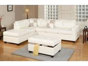 1PerfectChoice Chic Modern Bonded Leather Living Room Sectional Sofa Chaise With Ottoman Pillows Color Cream