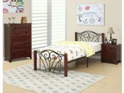 1PerfectChoice Youth Kids Full Bed With Twisted Swirl Headboard Black Metal Wood Legs