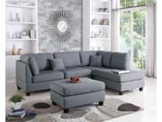 1PerfectChoice Modern Sectional Sofa Corner Couch Reversible Chaise Ottoman Linen Fabric Grey