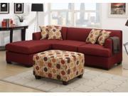 1PerfectChoice Sectional Reversible Chaise Sofa Loveseat Couch Blended Linen Dark Red Ottoman