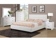 1PerfectChoice Modern Faux Leather Button Tufting White Queen Full Bed With Slats Bedroom Deluxe