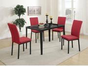1PerfectChoice Set of 2 Simple Dining Side Chairs Arch Back Upholstery Red Polyfiber Fabric
