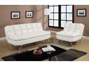 1PerfectChoice Modern Living Adjustable Sofa Futon Bed Sleeper Sleepover Cream Faux Leather