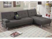 1PerfectChoice Adjustable Sofa Bed Futon Chaise Lounge Slate Tufted Linen Like Fabric Console