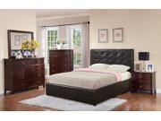 1PerfectChoice Tufted Headboard Full Bed Upholstered PU Leather Espresso Underbed Storage