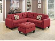 1PerfectChoice Sectional Sofa Couch Loveseat Wedge Tufted Cushion Ottoman Carmine Polyfiber