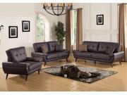 1PerfectChoice Living 3 PCS Sofa Set Couch Loveseat Chair Tufted Brown Top Grain Leather Match